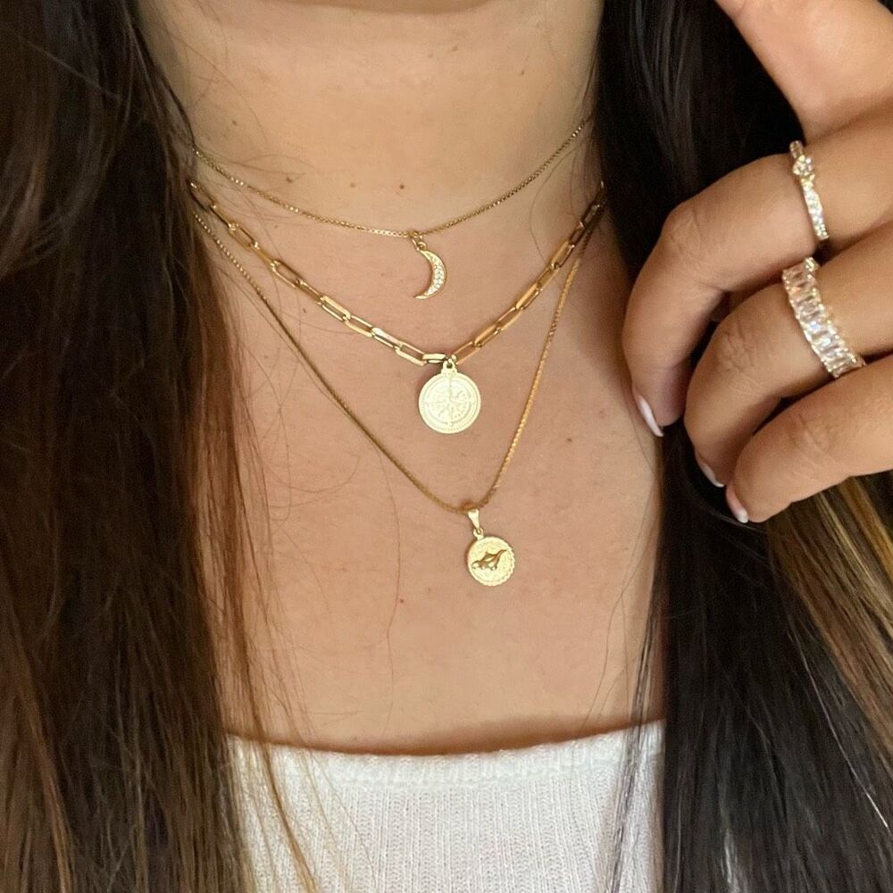 18k gold filled CZ Moon necklace dainty minimalist jewelry
